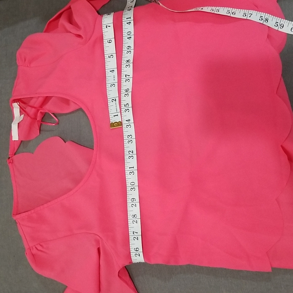 Guess Long Sleeve Cropped Top Blouse Size S Magenta - Picture 9 of 12